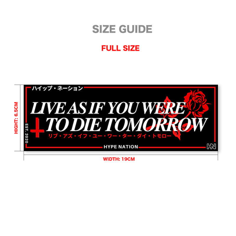 Live As If You Were To Die Tomorrow - Slap Sticker - Hype Nation