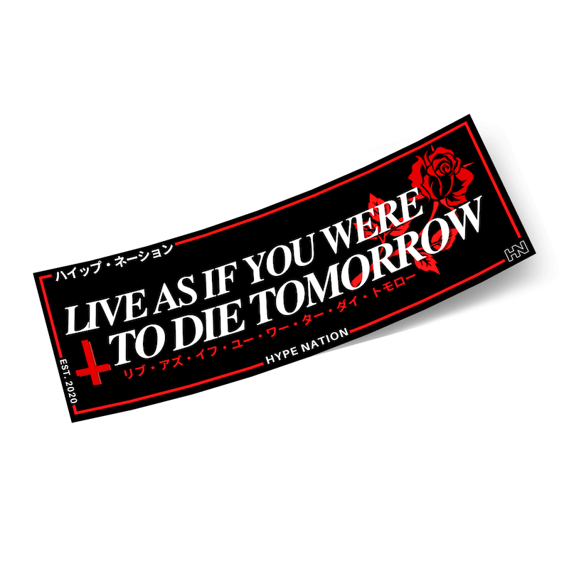Live As If You Were To Die Tomorrow - Slap Sticker - Hype Nation
